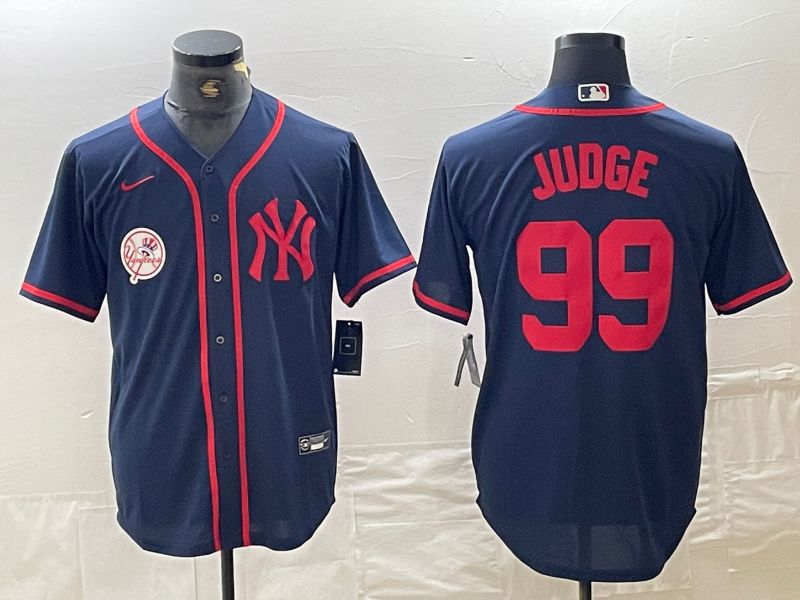 Men New York Yankees 99 Judge Blue Third generation joint name Nike 2024 MLB Jersey style 3